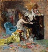 Giovanni Boldini - Nő a zongoránál - reprint