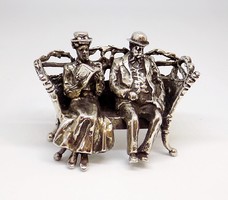 Ezüst Padon ülő pár miniatűr  (ZAL-Ag103099)