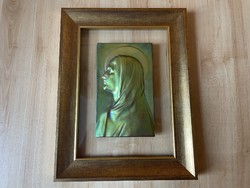 Zsolnay Szűz Mária eozin plakett falikép Apáti Abt Sándor terve