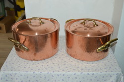 Large antique French pot with Belgian copper pot and copper pot