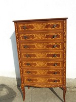 Inlaid seven drawer chest of drawers