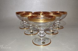 Murano Medici gold arany szélű csiszolt likőrös üveg kristály pohár készlet