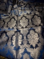Old silk jewel material on a deep blue background with bronze and silver pattern 288 x 129 cm ~ 3.7 m²
