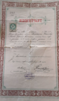 Váczi Industrial Association 1886: Master's certificate in masonry