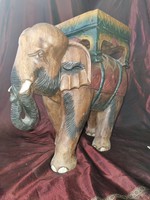 Elephant sculpture heavy wood: tik wood size: 50 × 50cm painted flowerpot pedestal hand carved