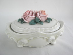ENS porcelán rózsafogós bonbonier vagy ékszertartó