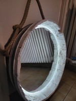 Wall, custom-made, vintage style wooden mirror