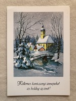 Postcard Christmas postcard, graphic postcard - zigzag branch graphics