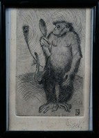 Jenő Szigeti 1847-1920, portrait of a monkey