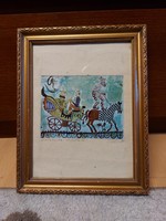 Nyári István: "Bevonulás", festmény, 1950, vegyes technika, karton, méret jelezve!