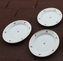 Old zsolnay gold plate with flower pattern set of 3 flat plates