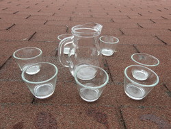 Old glass drink set - half liter jug + 7 glasses