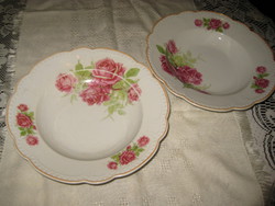 Zsolnay pearly pink, deep plate, with shield, with a little wear