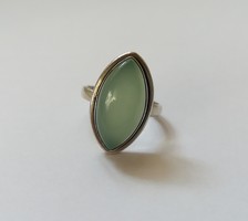 Zöld prehnit köves ezüst gyűrű