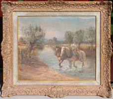 European painter: over the water! (Boy with horses)