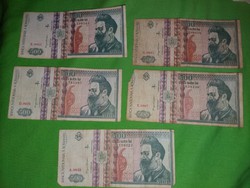 Régi 1992. december bankjegyek román 5 db 500 lej, 2500 lej összértékben egyben  a képek szerint