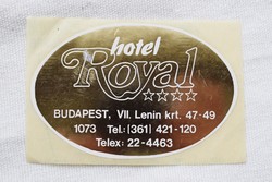 Retro matrica Hotel Royal Budapest VII. Lenin krt. 47-49