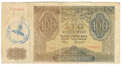 100 zloty zlotych 1941 Lengyelország német megszállás