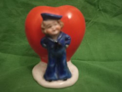 Miniature wagner & apel figure with heart-shaped vase from the 1930s