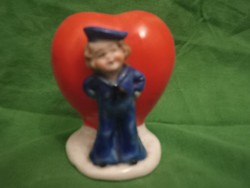 Miniature Wagner & Apel Figurine with Heart-Shaped Vase from the 1930s