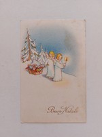 Old Christmas postcard 1950s style postcard with angels toys