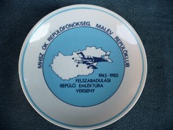 Régi MHSZ Malév Repülőklub 1945-1985 Hollóházi Falitányér