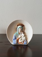 Ritka Aquincumi Szűz Mária kisdeddel porcelán ikon vallási tárgy jelkép Jézus plakett