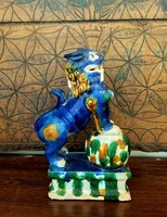 Foo dog ceramic sculpture - book support - feng shui hallway protector