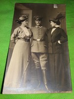 Antik  I . VH. Német tiszt és Családja Hölgytagjai fotó képeslap képeslap méret a képek szerint