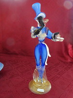 Murano glass figure, dancing man in blue dress, height 32 cm. He has!