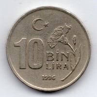 Törökország 10 BIN (ezer) török Lira, 1996, vastag