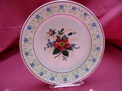Antique plate with violet and wild roses