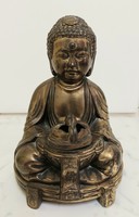 Bronz Buddha szobor füstölővel  17 cm.