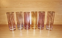 Retro arany szélű színes üveg csőpohár 6 db egyben (0-3)