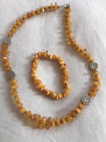 Genuine amber necklace with bracelet