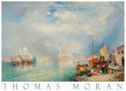 Thomas Moran Velence Canal Grande 1915 olasz kikötő csatorna vitorlás tenger látkép művészeti plakát