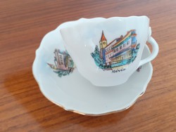 Régi Aquincum porcelán Hévíz feliratos kávés csésze emlékbögre emléktárgy emlék szuvenír