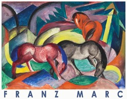Franz Marc Három ló 1912 német absztrakt expresszionista festmény művészeti plakát lovak lovaglás