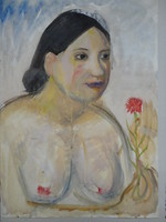 László Vinkler (1912-1980) girl with flowers