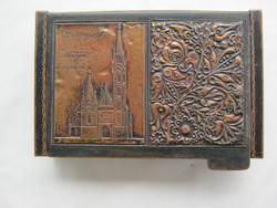 Matthias Church of Budapest, old gift box with lid with copper decoration