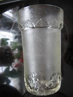 2 pcs art deco 30s .Thick leaf vintage ice glass crystal vase italy