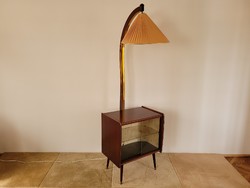 Retro régi lámpa állólámpa mid century bárszekrény szekrény púder színű lámpaernyővel