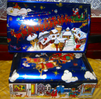 Nürnbergi fém doboz pléh doboz E.  Otto Schmidt  karácsonyi minta