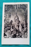 Aggtelek, Cseppkőbarlang részlet ,1955 fekete-fehér képeslap,futott