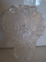 Bowl - crystal - rose basket shape - thick - heavy - 20 x 17 x 6 cm - German - perfect