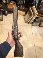 Elöltöltős kovás pisztoly, régi, 40 cm-es nagyságú, gyűjtőknek.