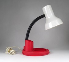 1I338 Retro piros fehér íróasztali lámpa tolltartóval