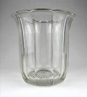 1I298 old art deco curled glass vase with pot