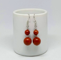 Red jasper mineral pearl earrings