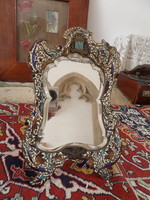 Zománcos antik asztali tükör